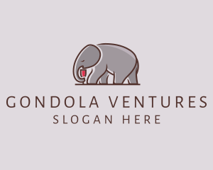 Elephant Wine Glass  logo design