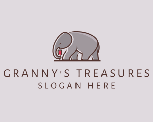 Elephant Wine Glass  logo design