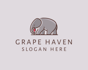Vineyard - Elephant Wine Glass logo design