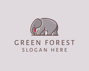 Elephant Wine Glass  logo design