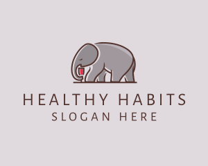 Elephant Wine Glass  logo design