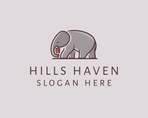 Elephant Wine Glass  logo design