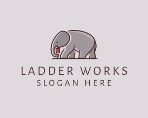 Elephant Wine Glass  logo design