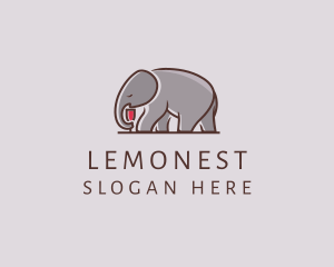Alcohol - Elephant Wine Glass logo design