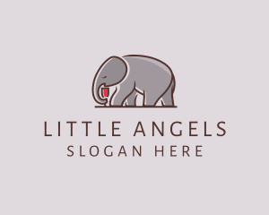 Elephant Wine Glass  logo design