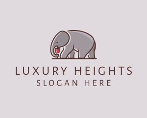 Elephant Wine Glass  logo design