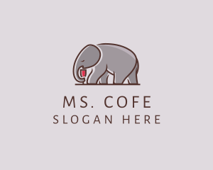 Elephant Wine Glass  logo design