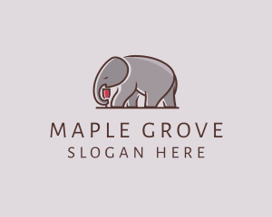 Elephant Wine Glass  logo design