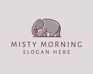 Elephant Wine Glass  logo design