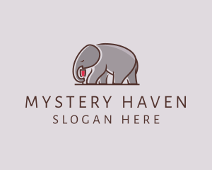 Elephant Wine Glass  logo design