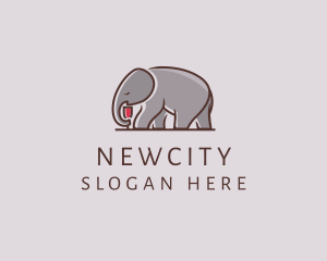 Elephant Wine Glass  logo design