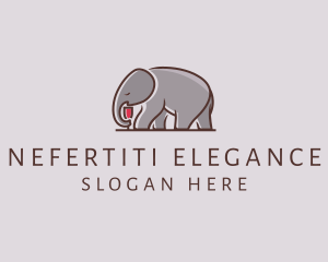 Elephant Wine Glass  logo design