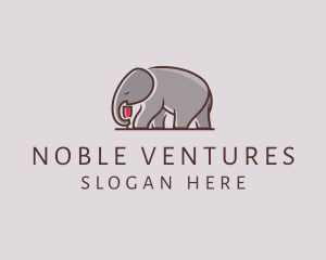 Elephant Wine Glass  logo design