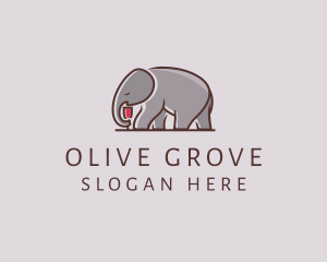 Elephant Wine Glass  logo design