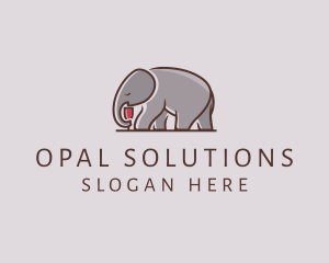 Elephant Wine Glass  logo design