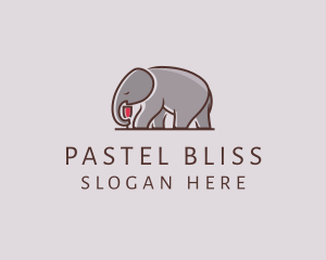 Elephant Wine Glass  logo design