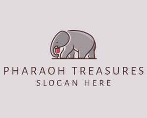 Elephant Wine Glass  logo design