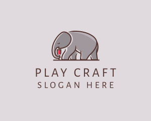 Elephant Wine Glass  logo design