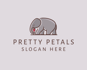 Elephant Wine Glass  logo design