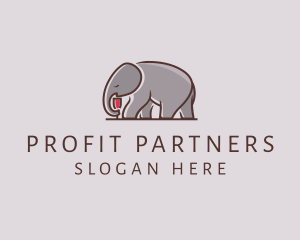 Elephant Wine Glass  logo design