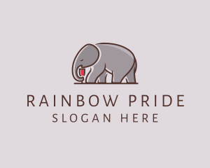 Elephant Wine Glass  logo design