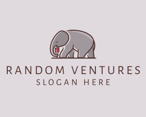 Elephant Wine Glass  logo design