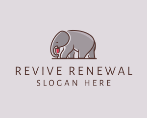 Elephant Wine Glass  logo design