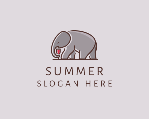 Elephant Wine Glass  logo design