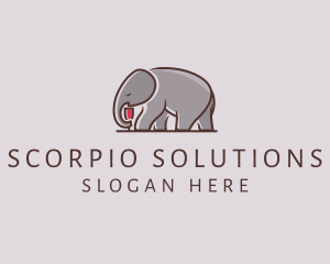 Elephant Wine Glass  logo design