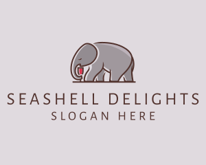 Elephant Wine Glass  logo design