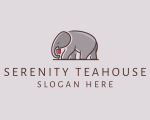 Elephant Wine Glass  logo design