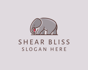 Elephant Wine Glass  logo design