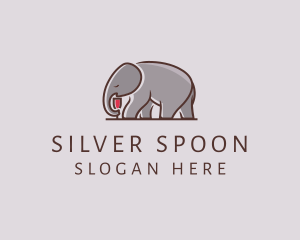 Elephant Wine Glass  logo design