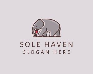 Elephant Wine Glass  logo design