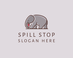 Elephant Wine Glass  logo design