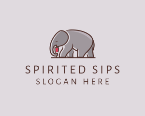 Alcohol - Elephant Wine Glass logo design