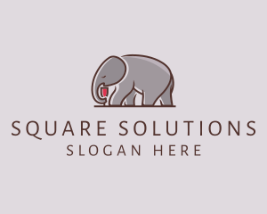 Elephant Wine Glass  logo design