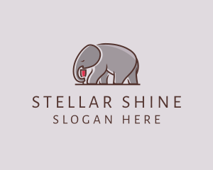 Elephant Wine Glass  logo design