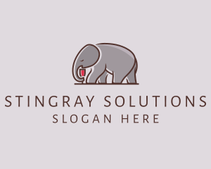 Elephant Wine Glass  logo design