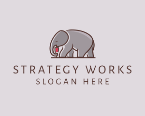 Elephant Wine Glass  logo design