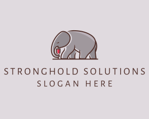 Elephant Wine Glass  logo design