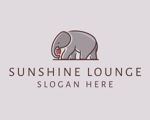 Elephant Wine Glass  logo design