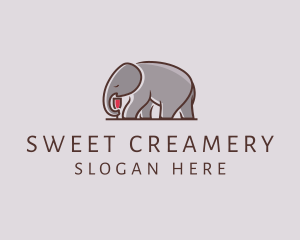 Elephant Wine Glass  logo design