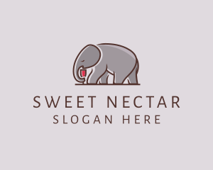 Elephant Wine Glass  logo design