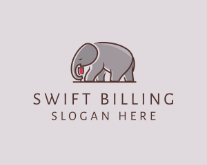 Elephant Wine Glass  logo design