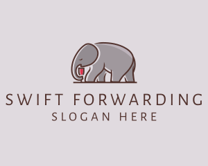 Elephant Wine Glass  logo design