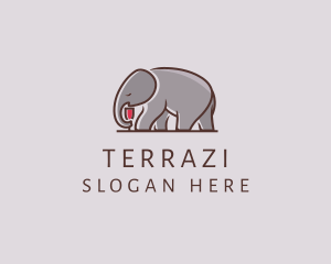 Elephant Wine Glass  logo design