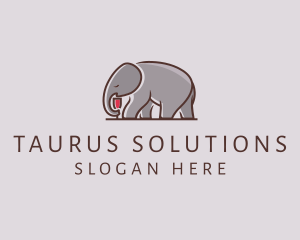 Elephant Wine Glass  logo design