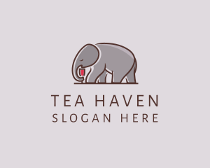 Elephant Wine Glass  logo design