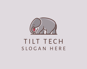 Elephant Wine Glass  logo design